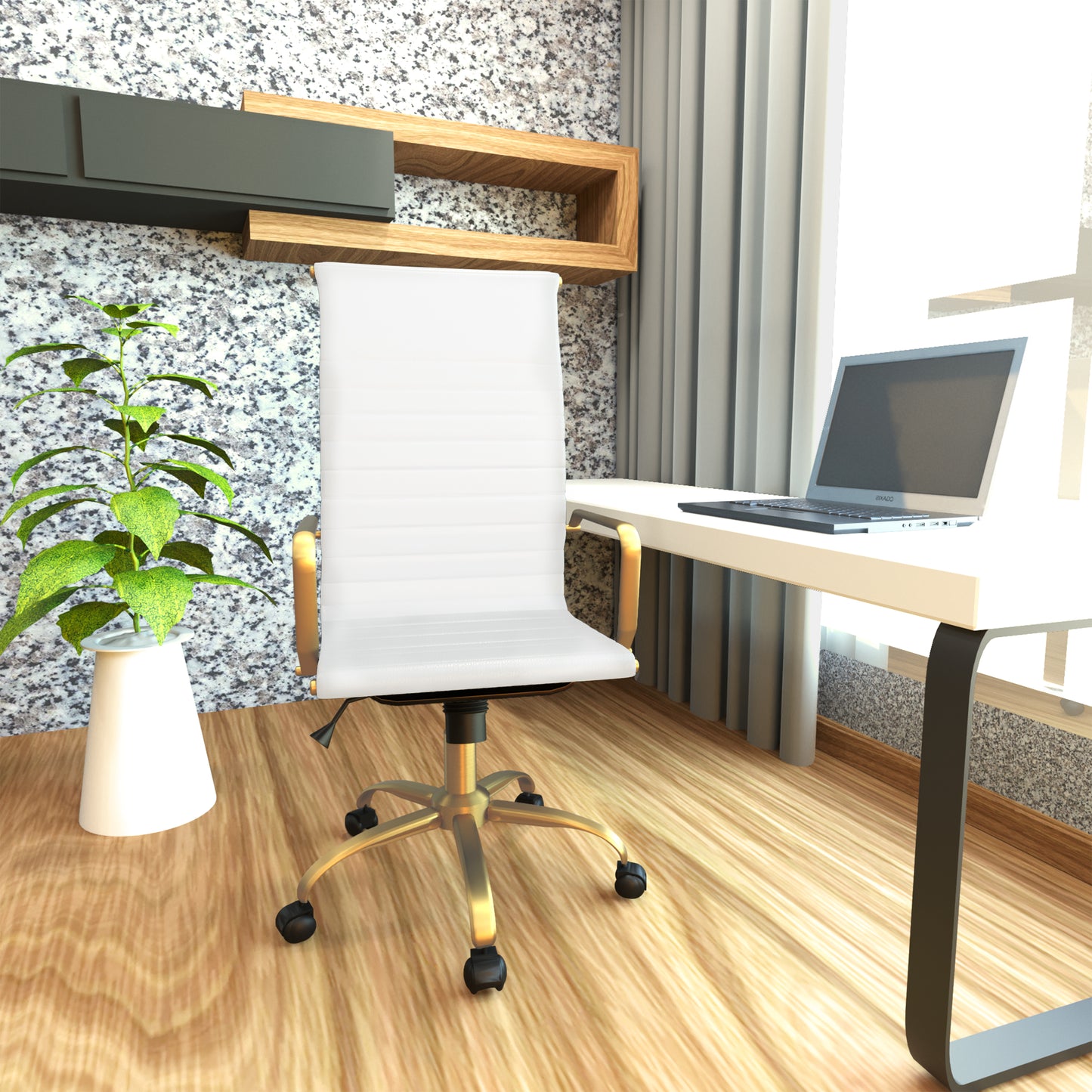 Harris High-Back Faux Leather Office Chair With Gold Frame