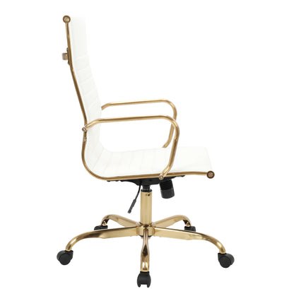 Harris High-Back Faux Leather Office Chair With Gold Frame