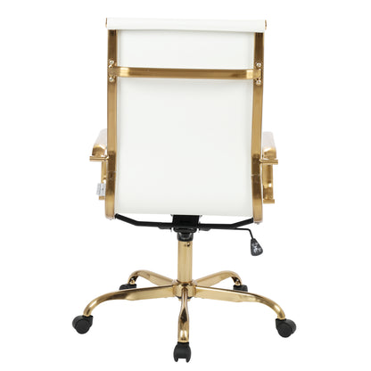 Harris High-Back Faux Leather Office Chair With Gold Frame