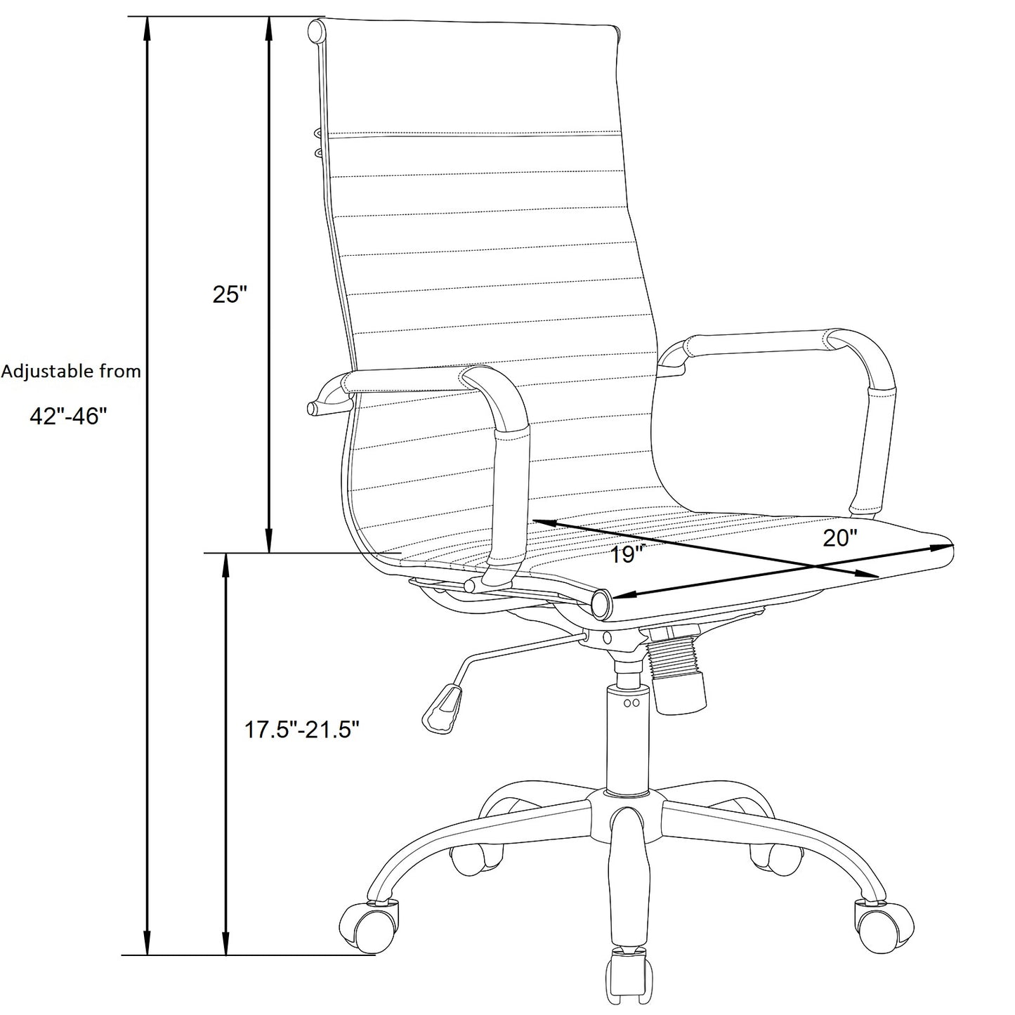 Harris High-Back Faux Leather Office Chair With Gold Frame