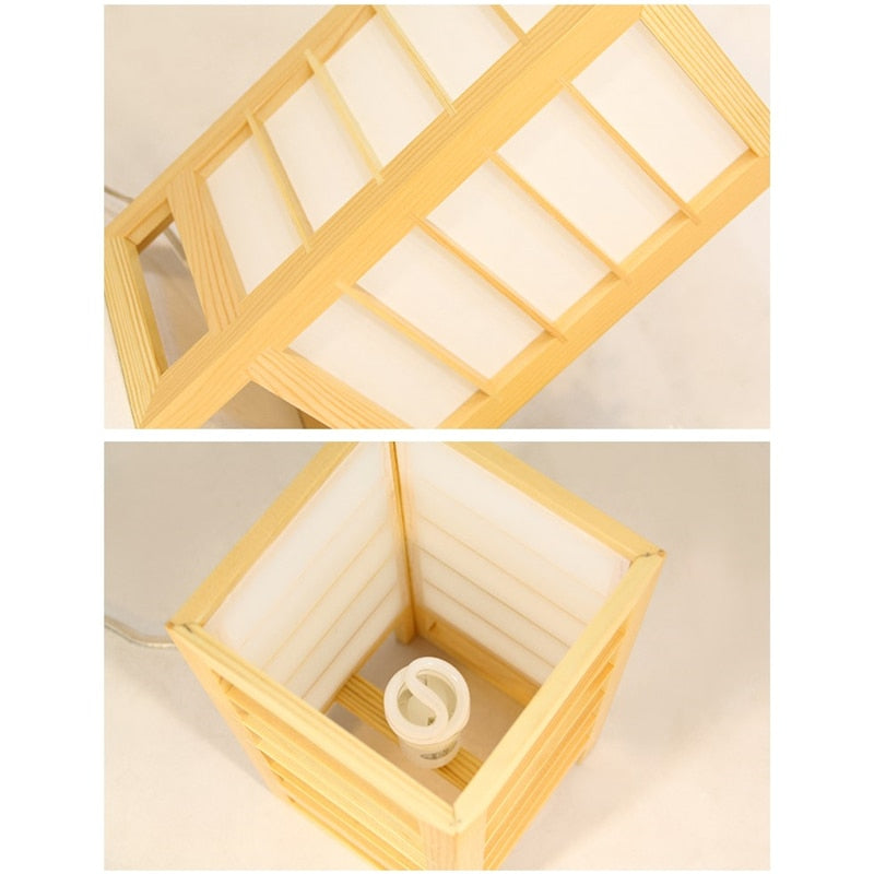 Japanese-Style Wooden Table Lamp