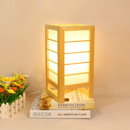 Japanese-Style Wooden Table Lamp