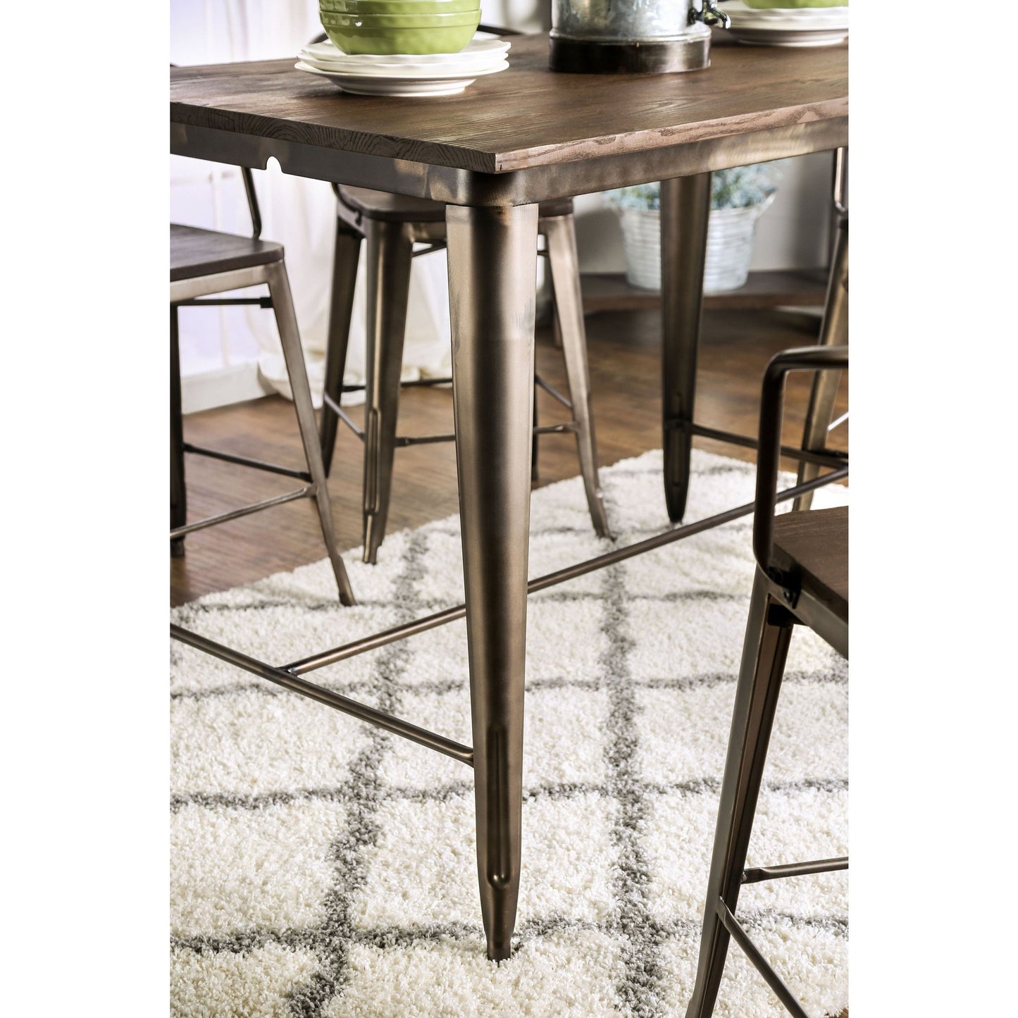 Reming II Industrial Counter Height Table in Natural Elm - living-essentials