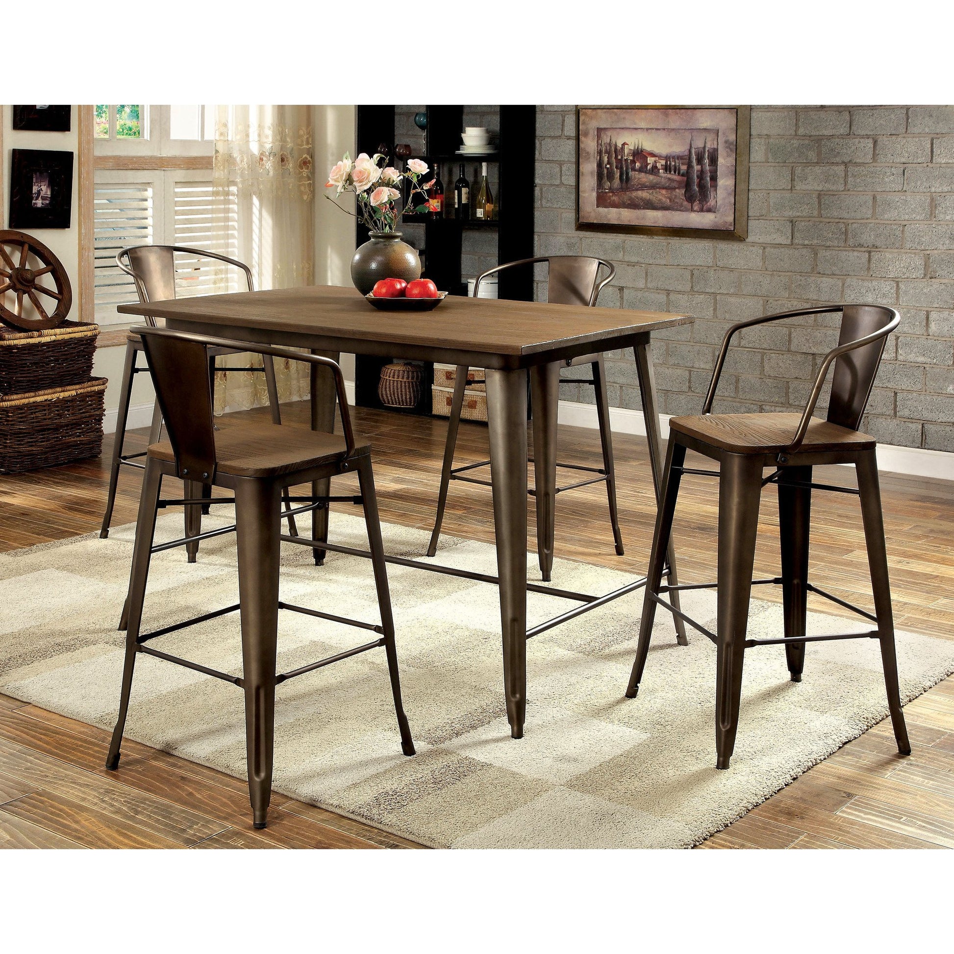 Reming II Industrial Counter Height Table in Natural Elm - living-essentials