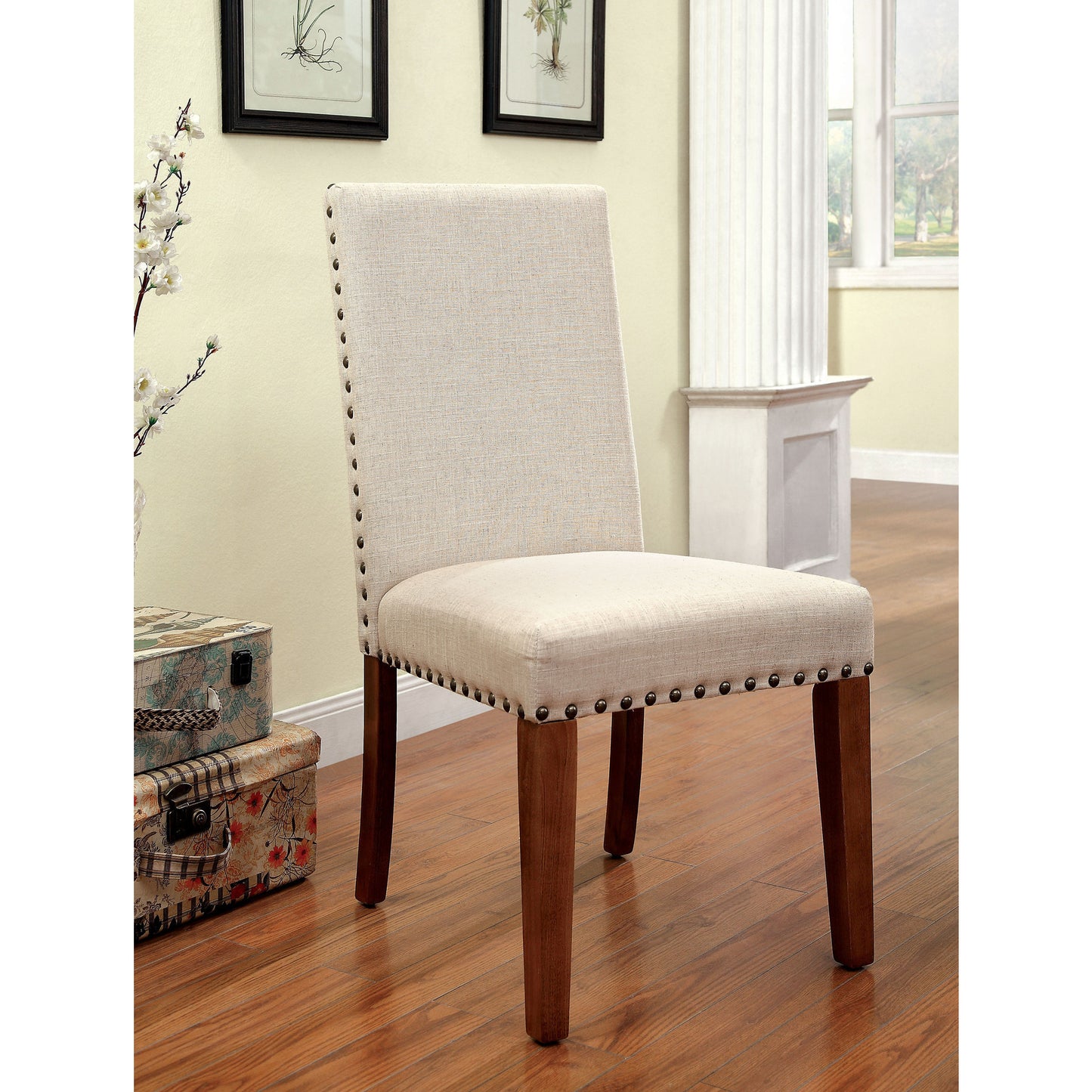 Erwin Contemporary Fabric Dining Chair (Set of 2) in Natural Tone - living-essentials
