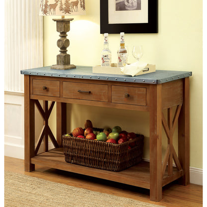 Erwin Industrial Galvanized Iron Top Server in Natural Tone - living-essentials