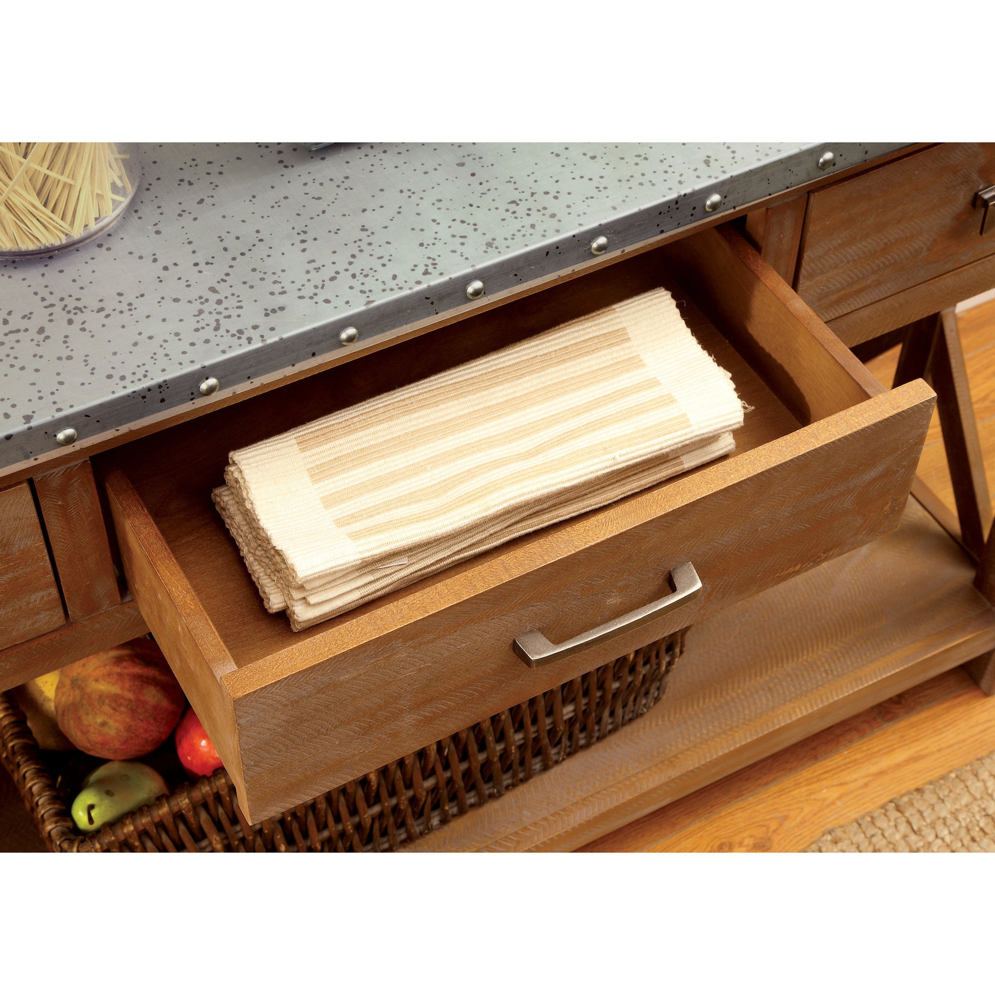 Erwin Industrial Galvanized Iron Top Server in Natural Tone - living-essentials
