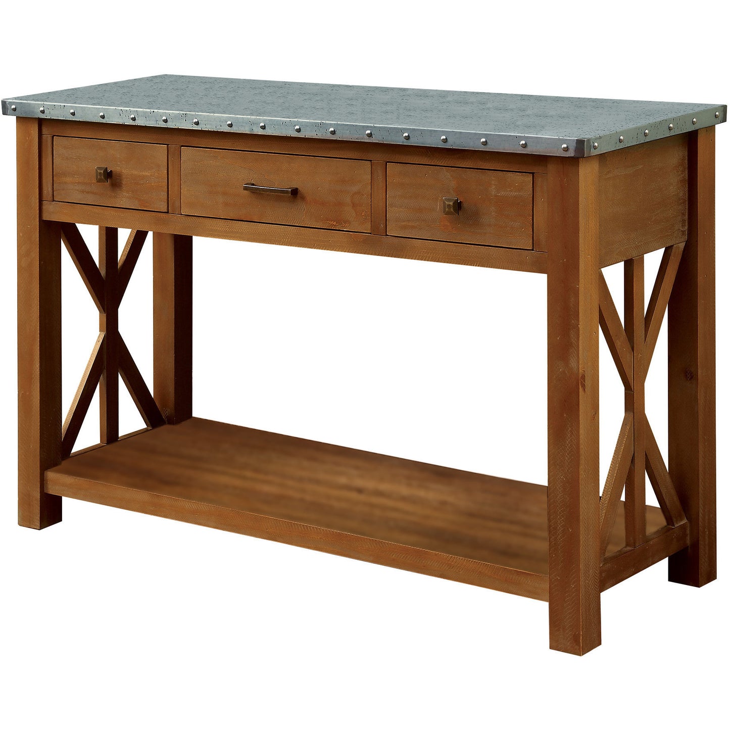 Erwin Industrial Galvanized Iron Top Server in Natural Tone - living-essentials