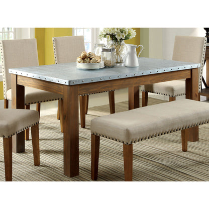 Ervin Industrial Galvanized Iron Top Dining Table in Natural Tone - living-essentials