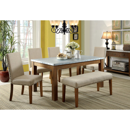 Ervin Industrial Galvanized Iron Top Dining Table in Natural Tone - living-essentials