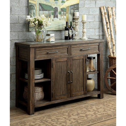 Sozier Contemporary Dining Server in Rustic Oak - living-essentials
