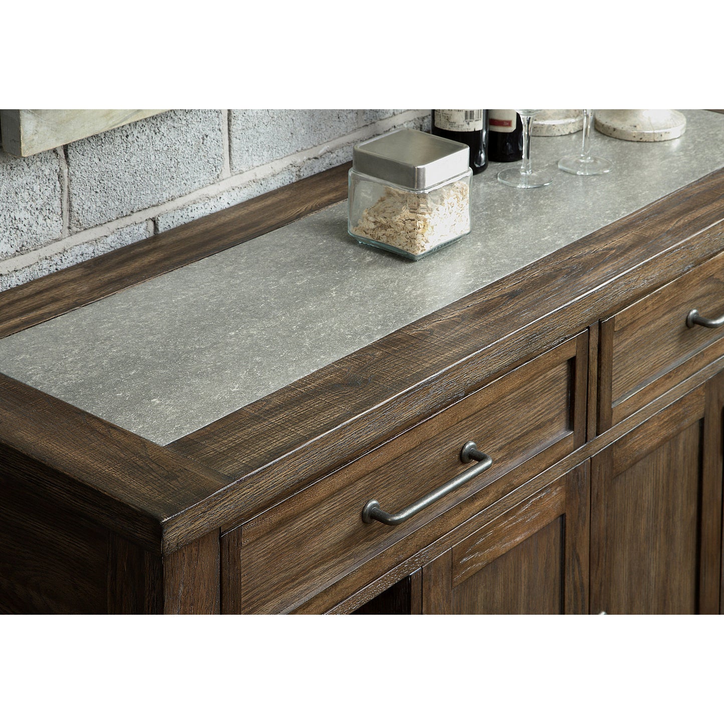 Sozier Contemporary Dining Server in Rustic Oak - living-essentials