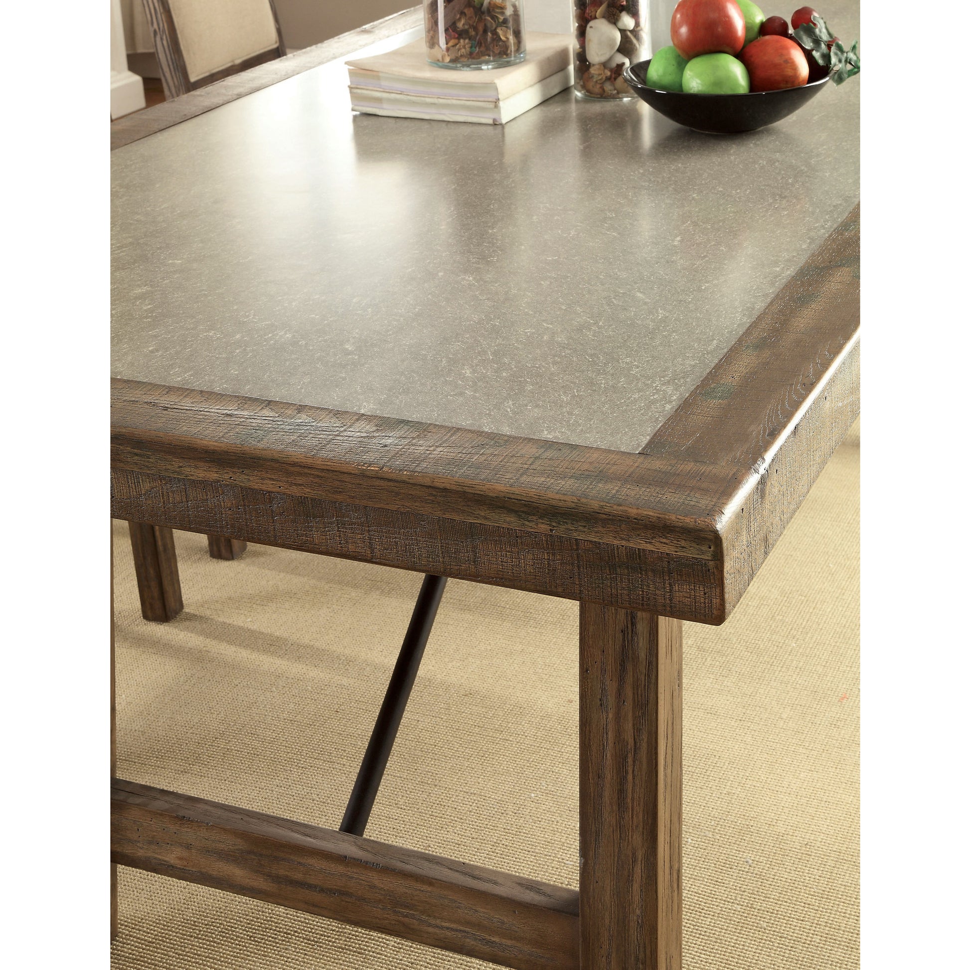 Sozier Contemporary Two Tone Dining Table in Rustic Oak - living-essentials