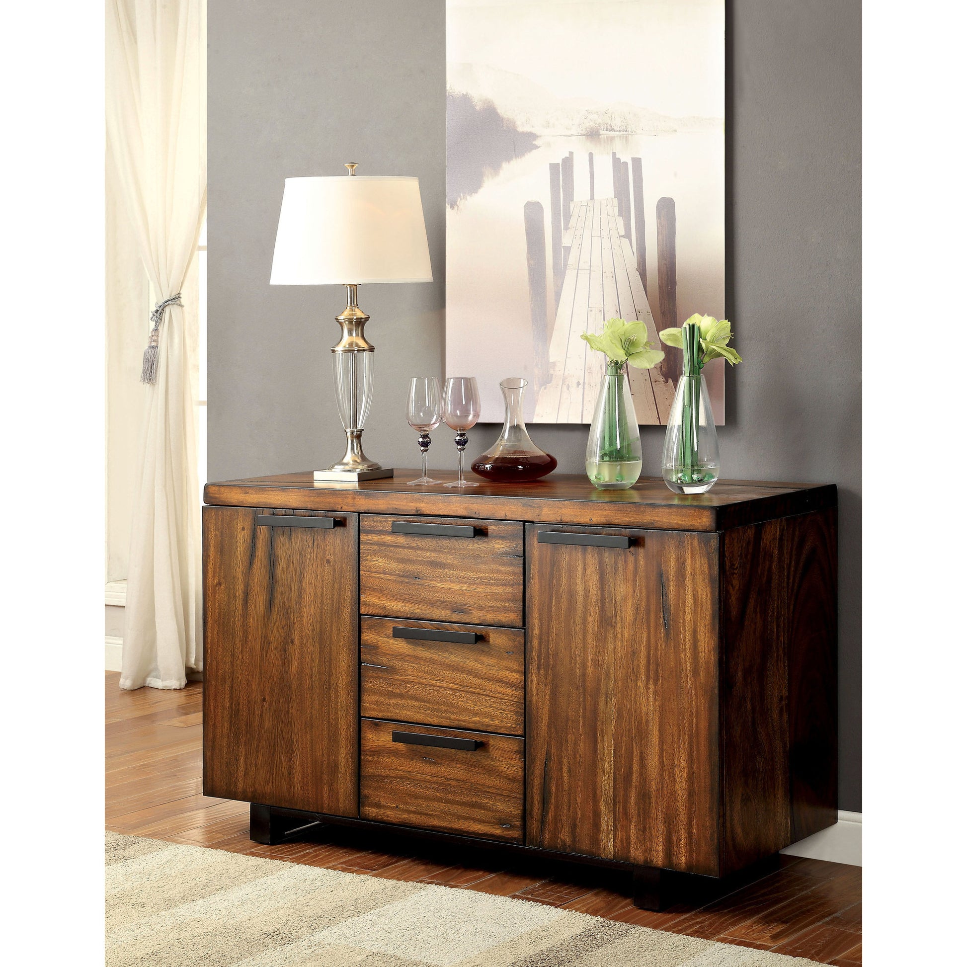 Heston Contemporary Dining Server in Tobacco Oak - living-essentials
