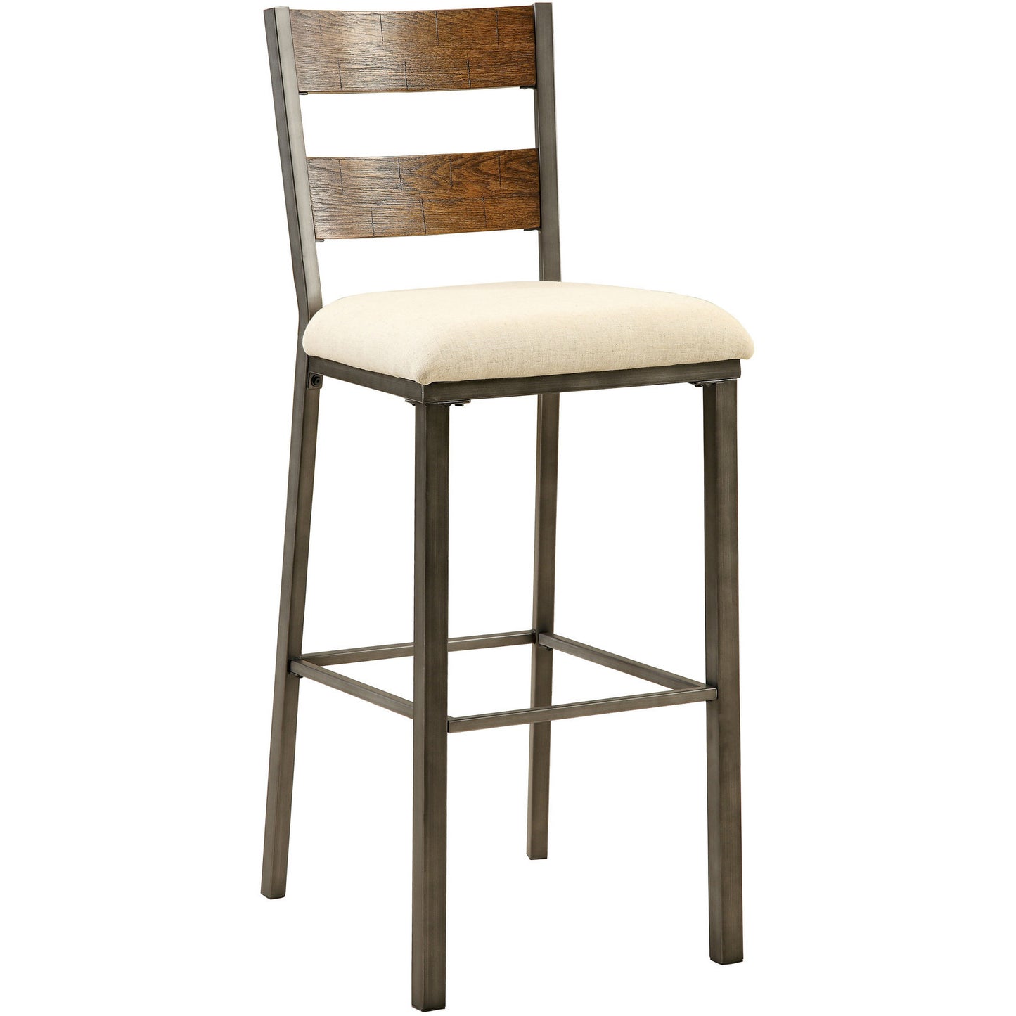 Lena III Industrial Fabric Bar Chair (Set of 2) in Weathered Oak - living-essentials