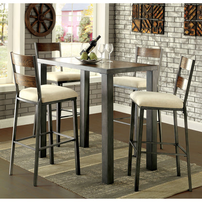 Lena III Industrial Fabric Bar Chair (Set of 2) in Weathered Oak - living-essentials