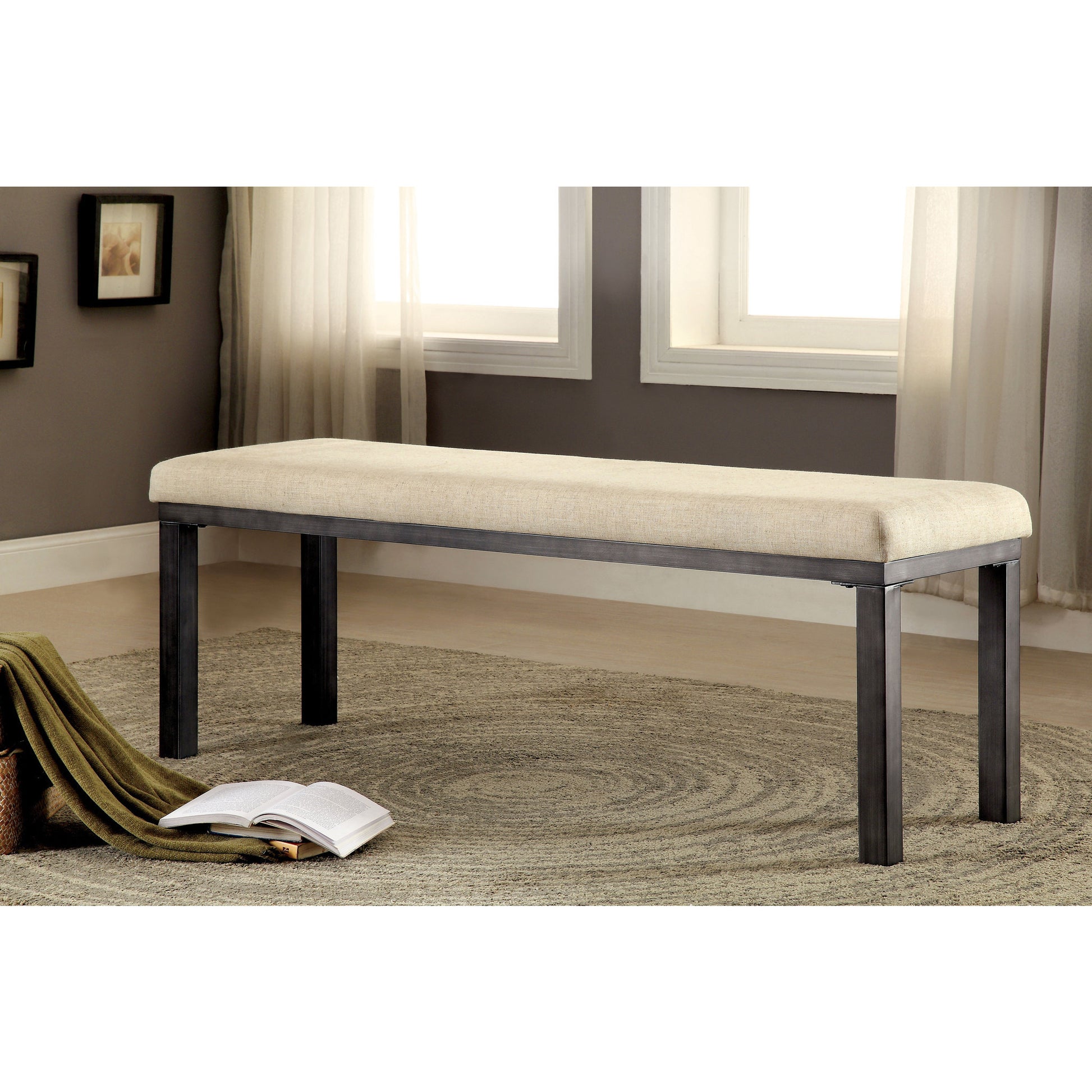 Lena I Industrial Dining Bench in Gray - living-essentials