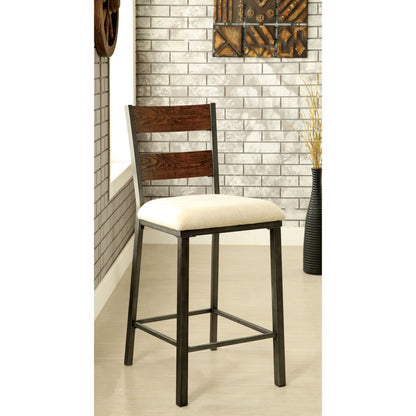 Lena II Industrial Counter Height Dining Chair (Set of 2) in Weathered Oak - living-essentials