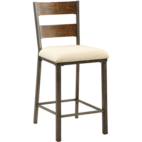 Lena II Industrial Counter Height Dining Chair (Set of 2) in Weathered Oak - living-essentials