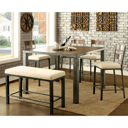 Lena II Industrial Counter Height Dining Table in Weathered Oak - living-essentials
