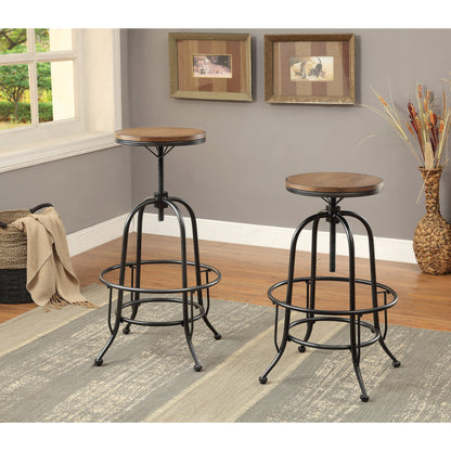 Nestor I Industrial Swivel Bar Stool (Set of 2) in Medium Oak - living-essentials