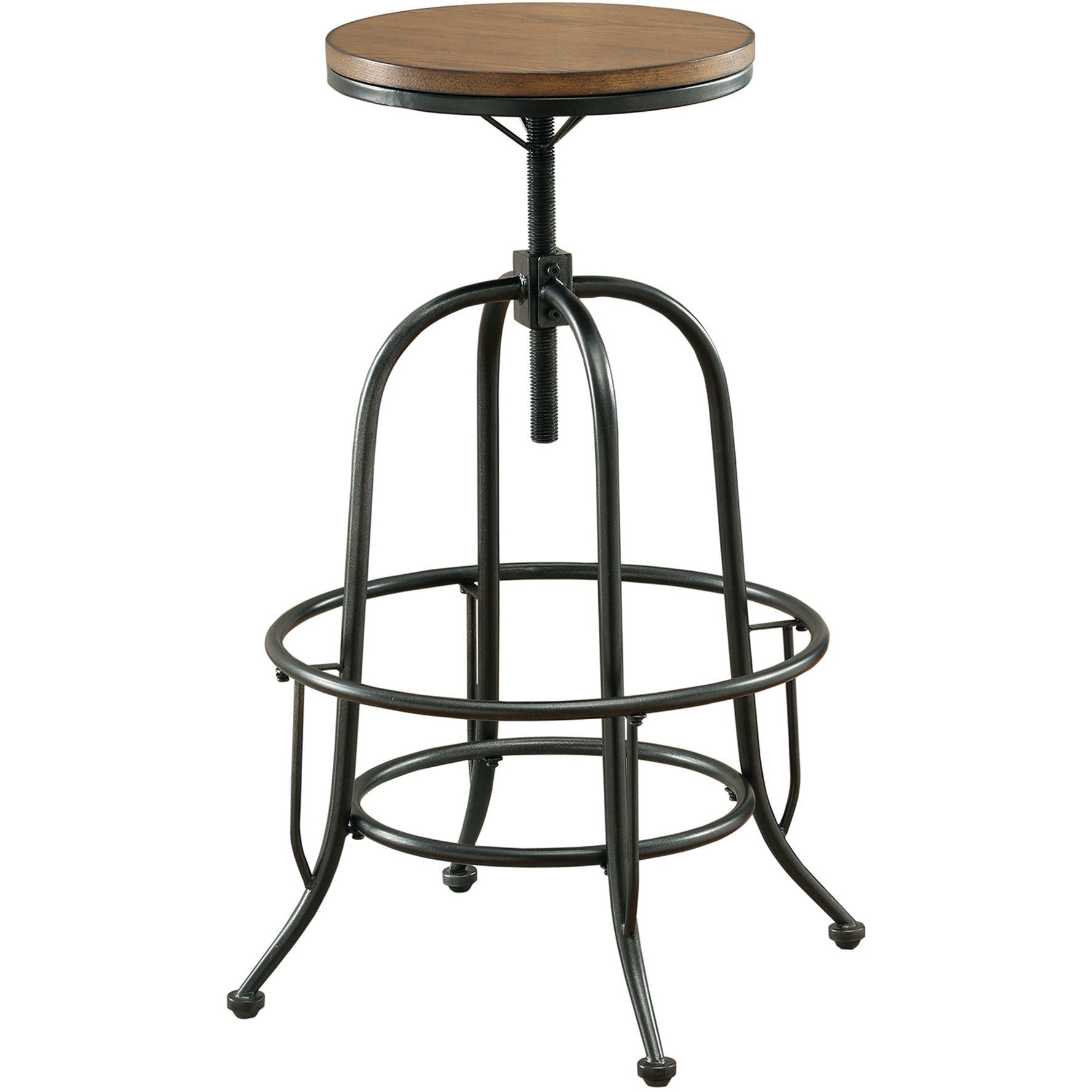 Nestor I Industrial Swivel Bar Stool (Set of 2) in Medium Oak - living-essentials