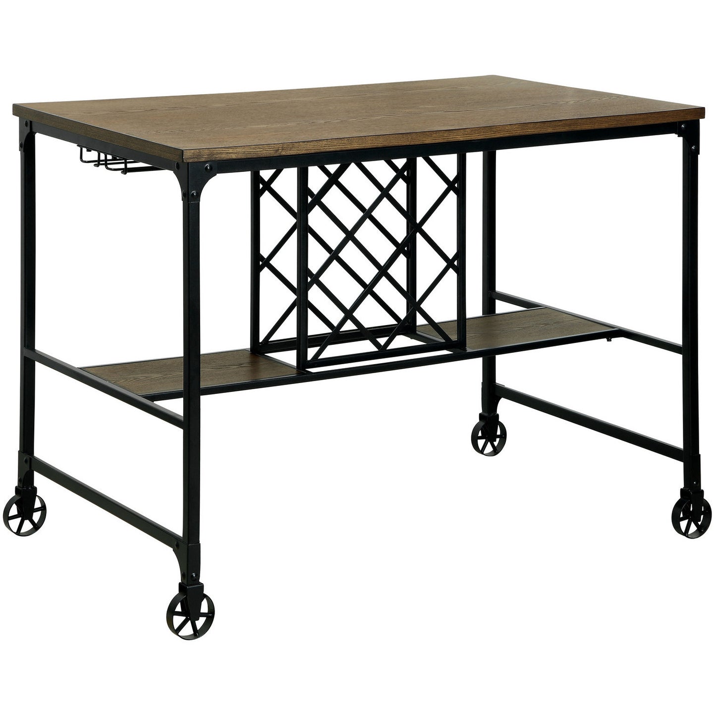 Nestor II Industrial Counter Height Table in Medium Oak - living-essentials