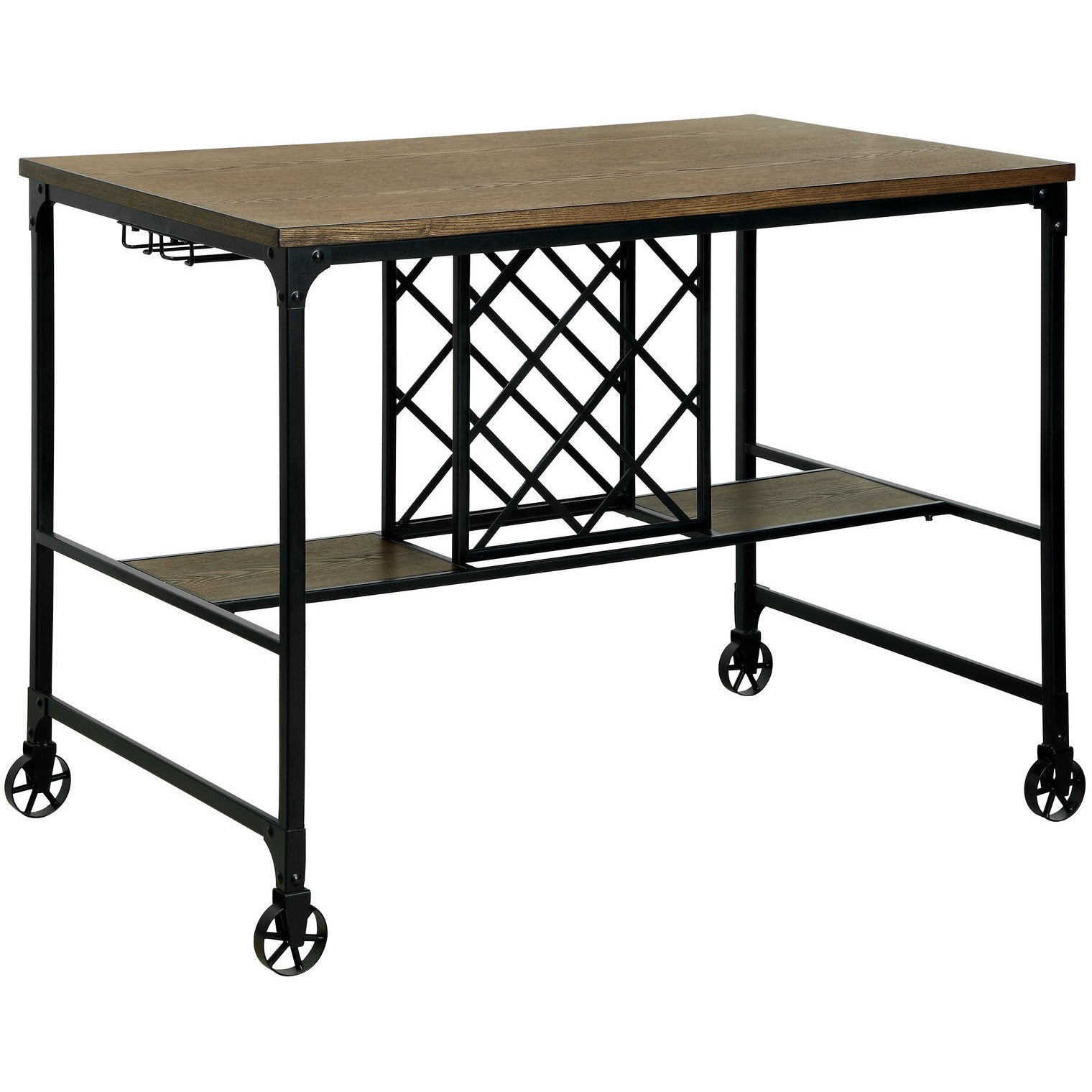 Nestor II Industrial Counter Height Table in Medium Oak - living-essentials