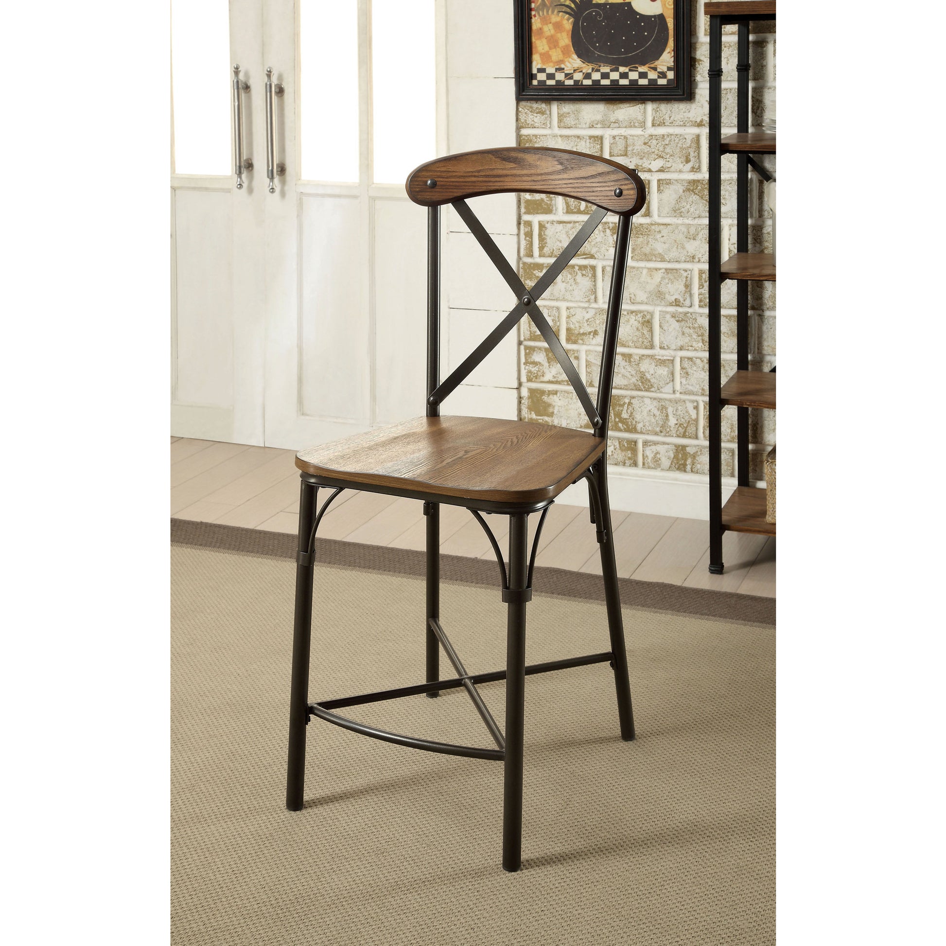 Decone II Industrial Metal Counter Height Dining Chair (Set of 2) in Bronze - living-essentials