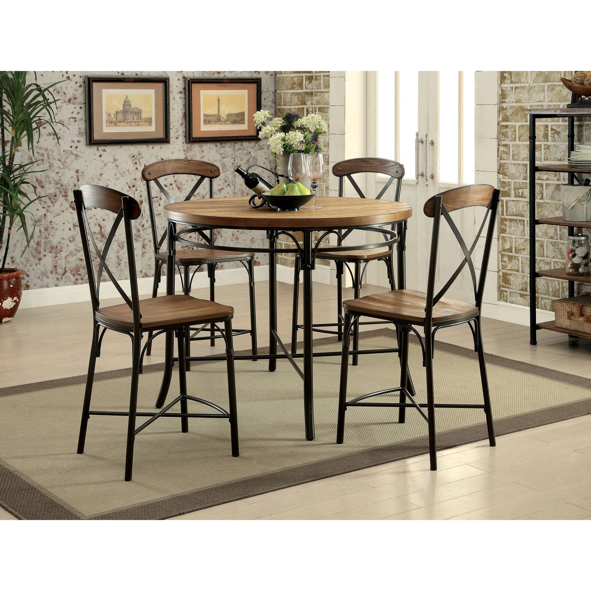 Decone II Industrial Metal Counter Height Dining Chair (Set of 2) in Bronze - living-essentials
