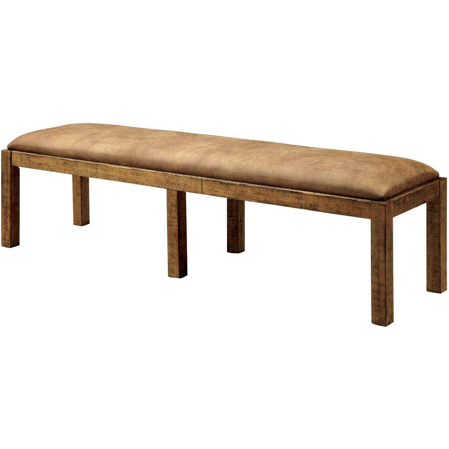 Anita Industrial Leatherette Dining Bench in Rustic Pine - living-essentials