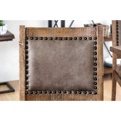 Anita I Industrial Leatherette Dining Chair (Set of 2) in Rustic Pine - living-essentials