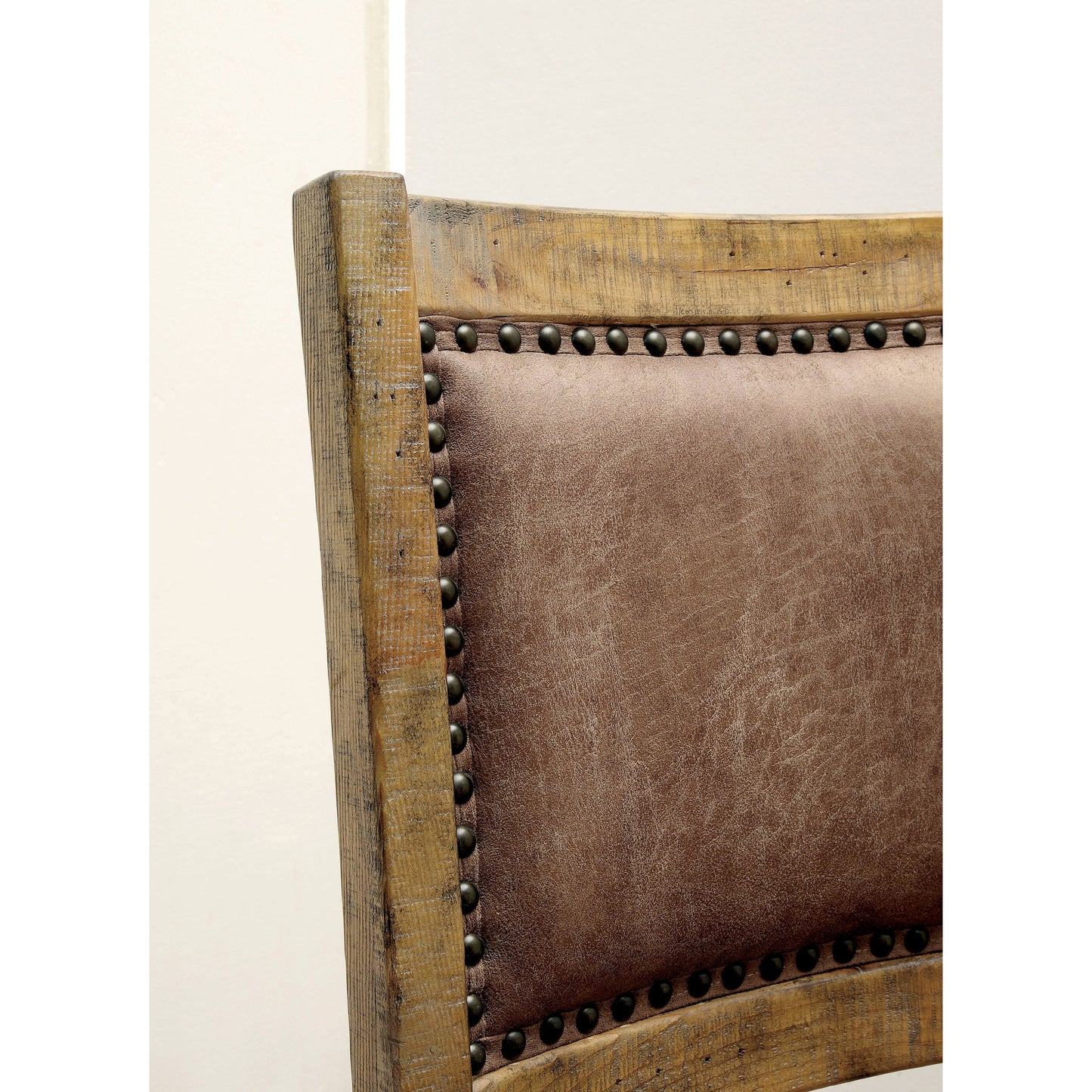 Anita I Industrial Leatherette Dining Chair (Set of 2) in Rustic Pine - living-essentials