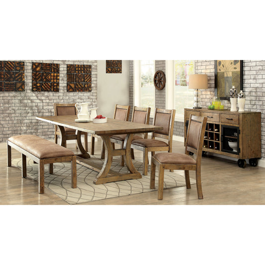 Anita I Industrial Leatherette Dining Chair (Set of 2) in Rustic Pine - living-essentials