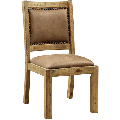 Anita I Industrial Leatherette Dining Chair (Set of 2) in Rustic Pine - living-essentials