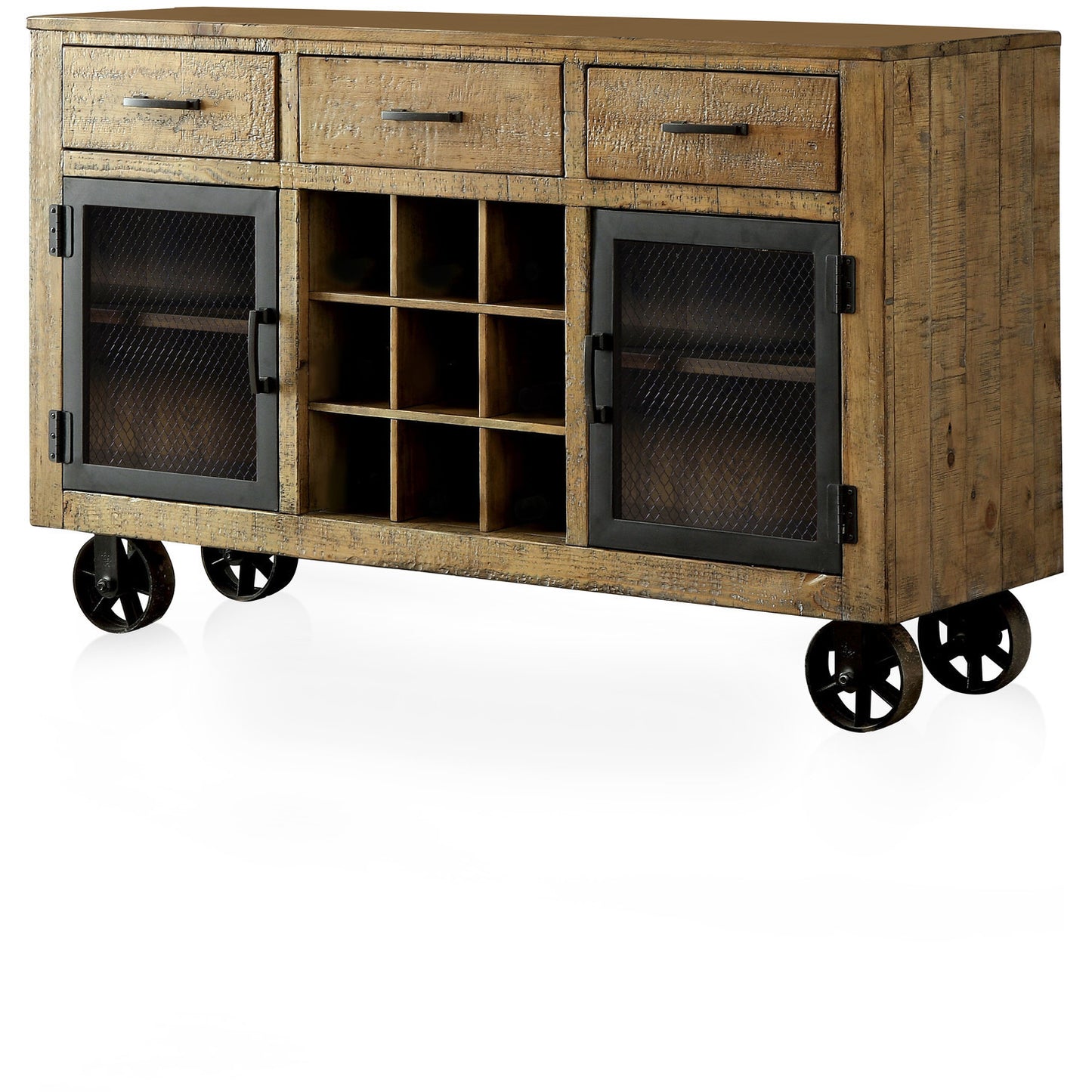 Anita Industrial Dining Server in Rustic Pine - living-essentials