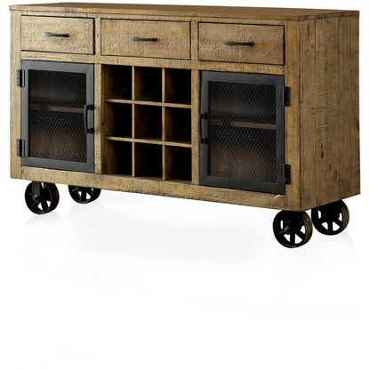 Anita Industrial Dining Server in Rustic Pine - living-essentials