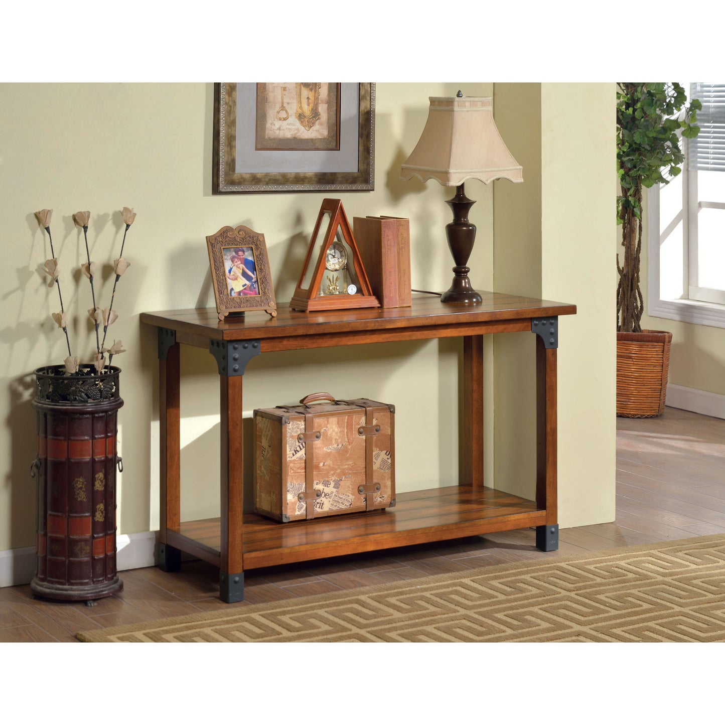 Millard Country Style Sofa Table in Antique Oak - living-essentials