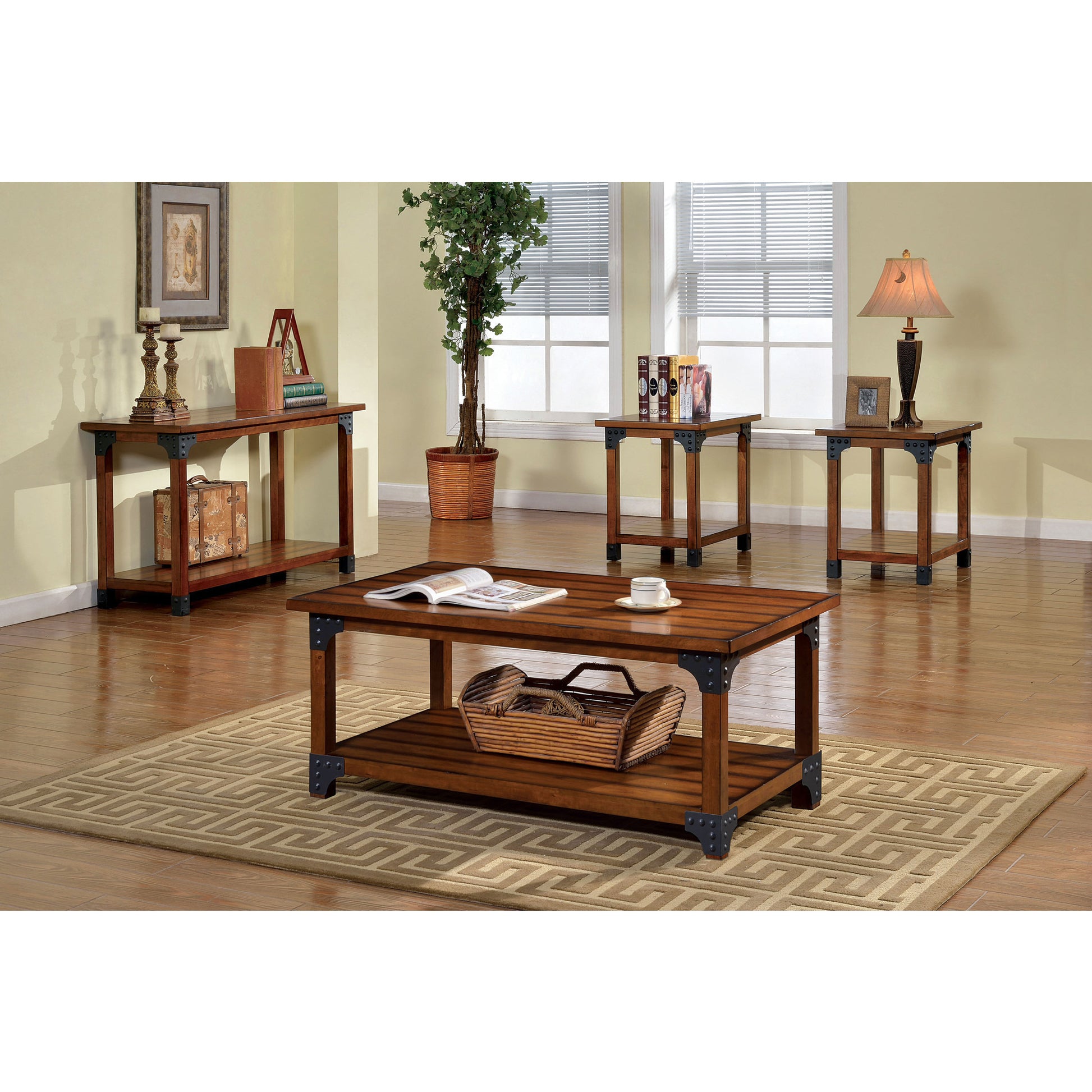 Millard Country Style Sofa Table in Antique Oak - living-essentials