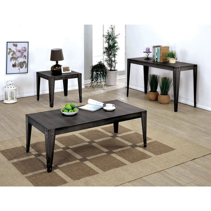 Rundent Industrial Metal End Table in Weathered Black - living-essentials
