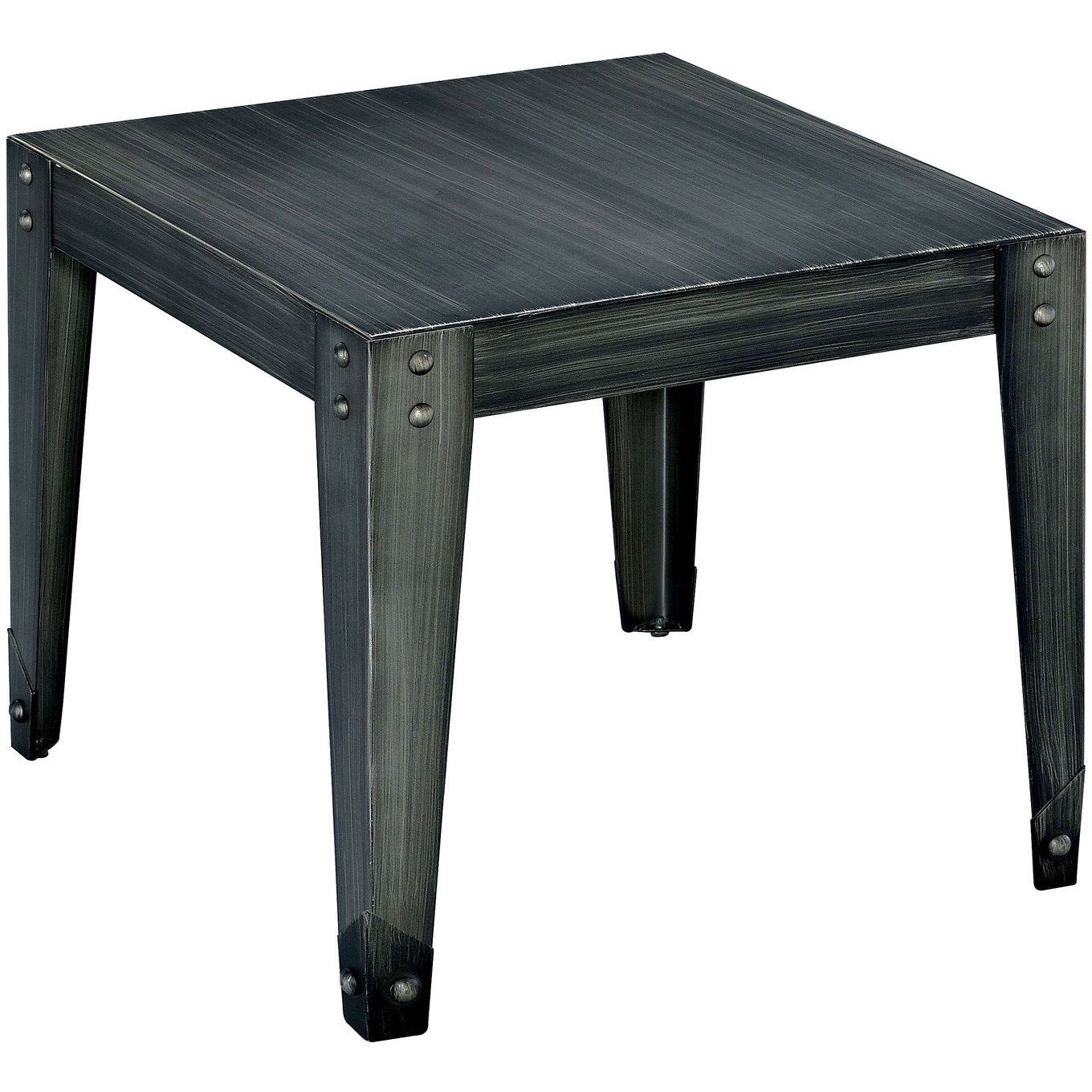 Rundent Industrial Metal End Table in Weathered Black - living-essentials