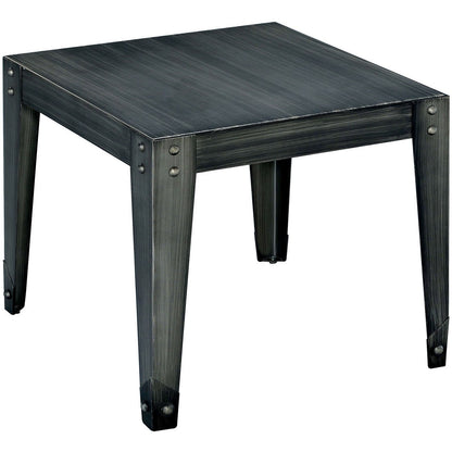 Rundent Industrial Metal End Table in Weathered Black - living-essentials