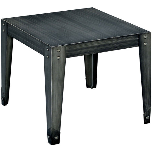 Rundent Industrial Metal End Table in Weathered Black - living-essentials