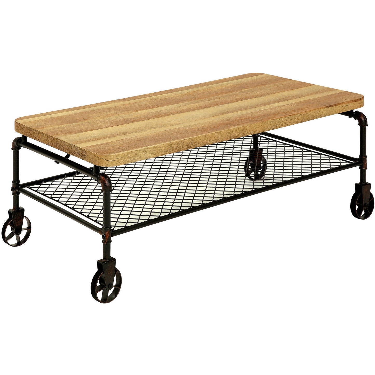Inell Industrial Pipe-Inspired Coffee Table in Antique Black - living-essentials