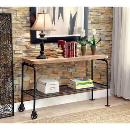 Inell Industrial Pipe-Inspired Sofa Table in Antique Black - living-essentials