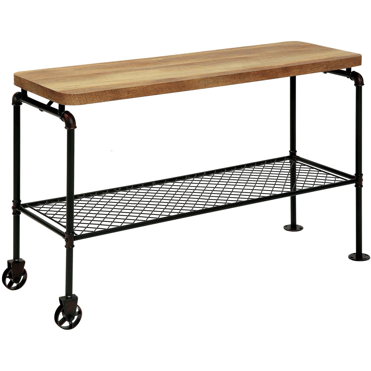 Inell Industrial Pipe-Inspired Sofa Table in Antique Black - living-essentials