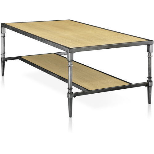 Drester Contemporary Metal Coffee Table in Natural Oak - living-essentials