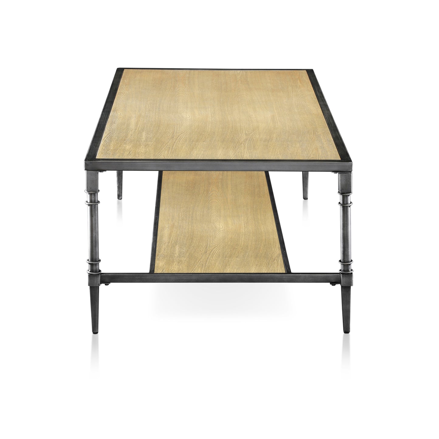 Drester Contemporary Metal Coffee Table in Natural Oak - living-essentials