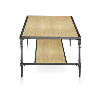 Drester Contemporary Metal Coffee Table in Natural Oak - living-essentials