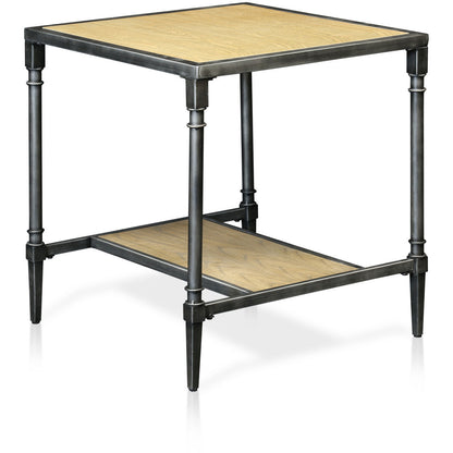 Drester Contemporary Metal End Table in Natural Oak - living-essentials